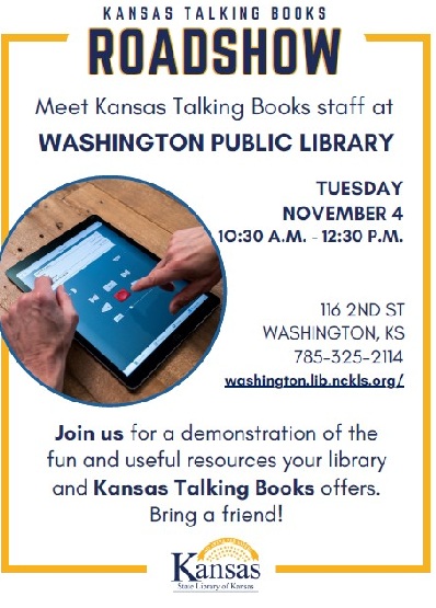 Kansas Talking Books Roadshow November 4th