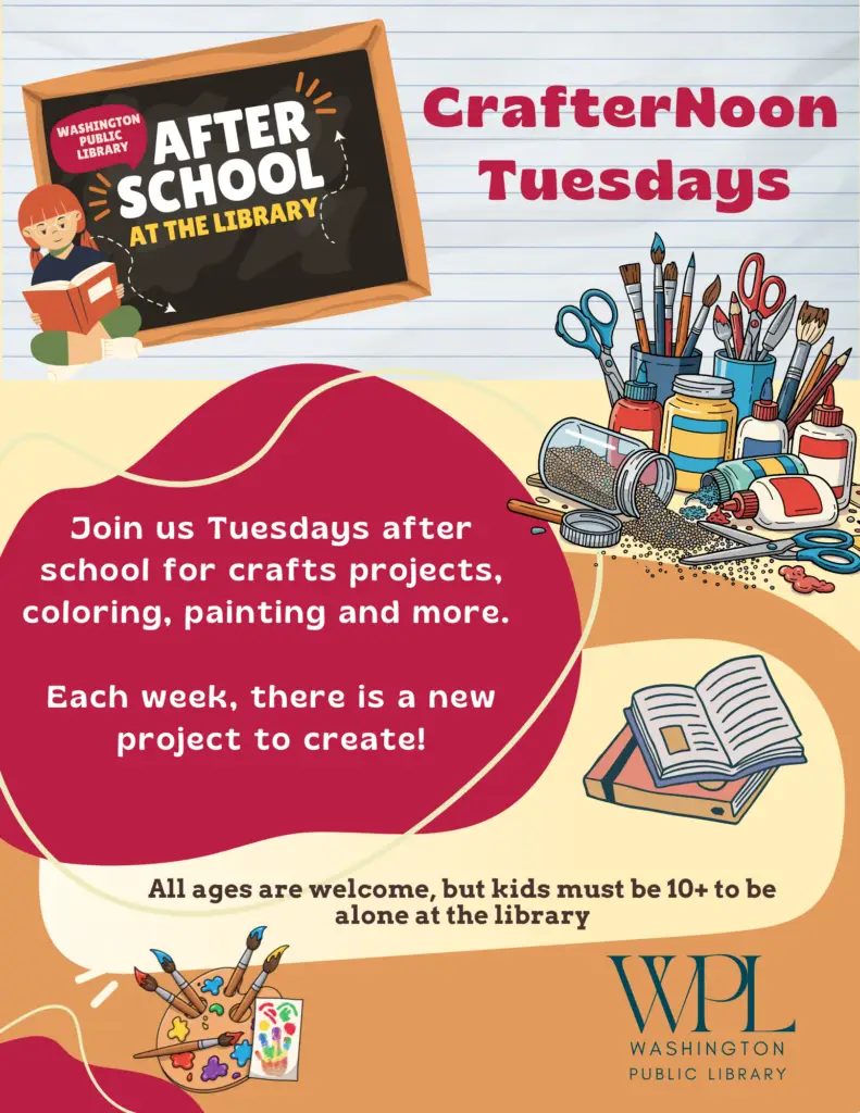 Crafts every Tuesday after school 3:30 - 5:30